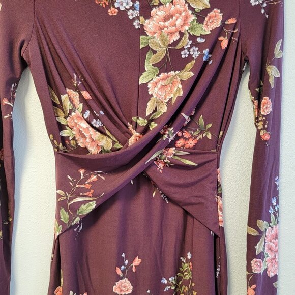 Forever 21 Cross Over Floral Long Sleeve Dress Size Small - Picture 7 of 14